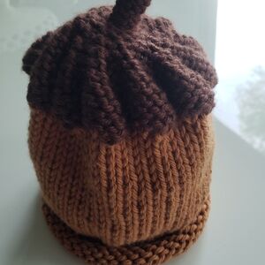 Brown Knit Acorn Hat for Kids